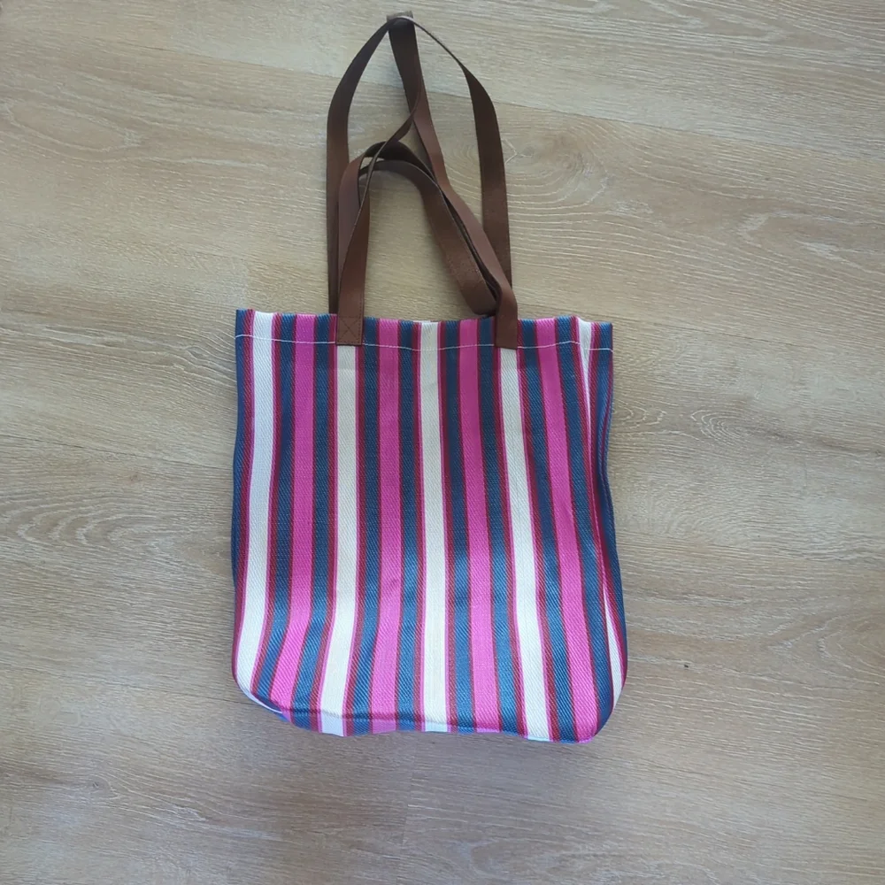 Free People Mesh Double Time Tote Bag Leather Handle NWOT